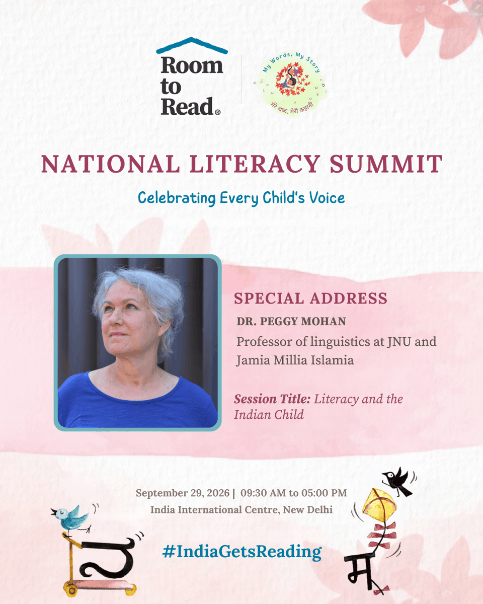 roomtoreadindia's tweet photo. Meet our featured speakers for the National Literacy Summit 2026!
🎙️ Dr. Peggy Mohan – Linguist & Author 🎙️ Karsten van Riezen – SIL Global 🎙️ Jerry Pinto – Award-winning Author & Poet
🗓️ Sept 29, 2026 | 9:30 AM–5:00 PM 📍 IIC, New Delhi
#IndiaGetsReading #MyWordsMyStory https://t.co/OlBqKStmze