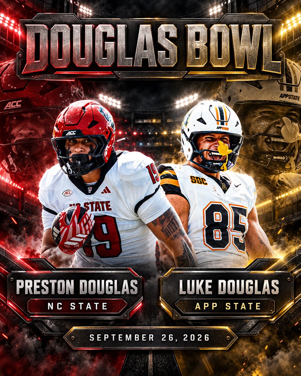 Reach_NIL's tweet photo. THE DOUGLAS BOWL. 🏈
Luke Douglas and Preston Douglas go head-to-head today as App State meets NC State.
Family always. Competitors on game day.
@fleischman_noah
#DouglasBowl #REACHNIL https://t.co/TFehjyEwK3