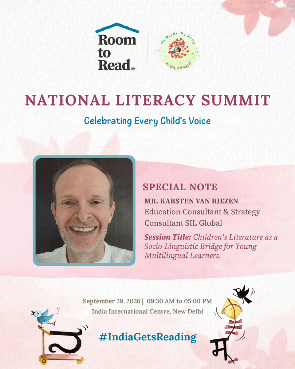 roomtoreadindia's tweet photo. Meet our featured speakers for the National Literacy Summit 2026!
🎙️ Dr. Peggy Mohan – Linguist & Author 🎙️ Karsten van Riezen – SIL Global 🎙️ Jerry Pinto – Award-winning Author & Poet
🗓️ Sept 29, 2026 | 9:30 AM–5:00 PM 📍 IIC, New Delhi
#IndiaGetsReading #MyWordsMyStory https://t.co/OlBqKStmze