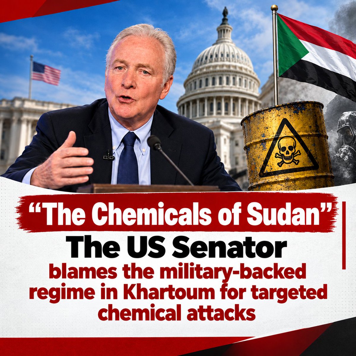 1HalimaOsman0's tweet photo. Sudan’s chemical weapons reaches Congress Sen. Chris Van Hollen is calling for an independent international investigation into allegations of chemical weapons use in Sudan and accountability for those responsible if proven. 
https://t.co/zv383GPJep
#Burhan #Sudan #ChemicalWeapons https://t.co/URRLhg7o19