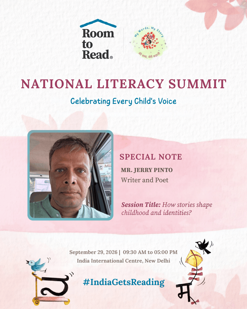 roomtoreadindia's tweet photo. Meet our featured speakers for the National Literacy Summit 2026!
🎙️ Dr. Peggy Mohan – Linguist & Author 🎙️ Karsten van Riezen – SIL Global 🎙️ Jerry Pinto – Award-winning Author & Poet
🗓️ Sept 29, 2026 | 9:30 AM–5:00 PM 📍 IIC, New Delhi
#IndiaGetsReading #MyWordsMyStory https://t.co/OlBqKStmze