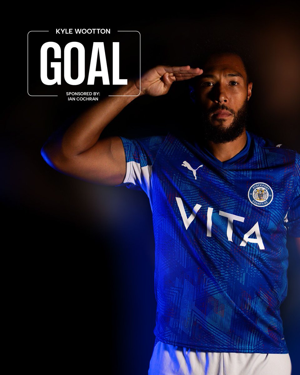 StockportCounty's tweet photo. GET IN!! 👊

A couple of deflections inside the box leads to the ball landing at Kyle Wootton's feet, and the big man has the simple task of slotting home the opener! 👏

🔵 1-0  ⚫️ [52’]

#StockportCounty https://t.co/tk5UfWC9BN