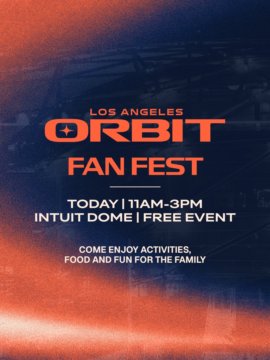 LAOrbitVB's tweet photo. Join us TODAY for a FREE community celebration open to everyone! Swipe for the Know Before You Go ➡️
Season Ticket Members, Fan Fest is your opportunity to select your seats for our inaugural season and be part of LA Orbit from the very beginning
See you soon! 👋
#LAOrbit https://t.co/dX3BiUQCgx