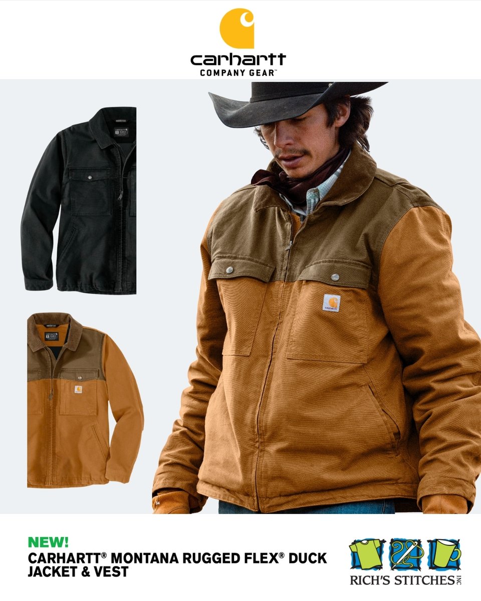 richsstitches's tweet photo. 🍂 Gear up for Fall 🍂

Meet the Carhartt® Montana Rugged Flex® Duck Jacket &amp; Vest, where western grit meets workwear toughness.

Ready to outfit your team for fall? Let’s add your logo and make it yours!

#RichsStitches #CustomApparel #Embroidery #CustomWorkwear https://t.co/nGxtgB0jST