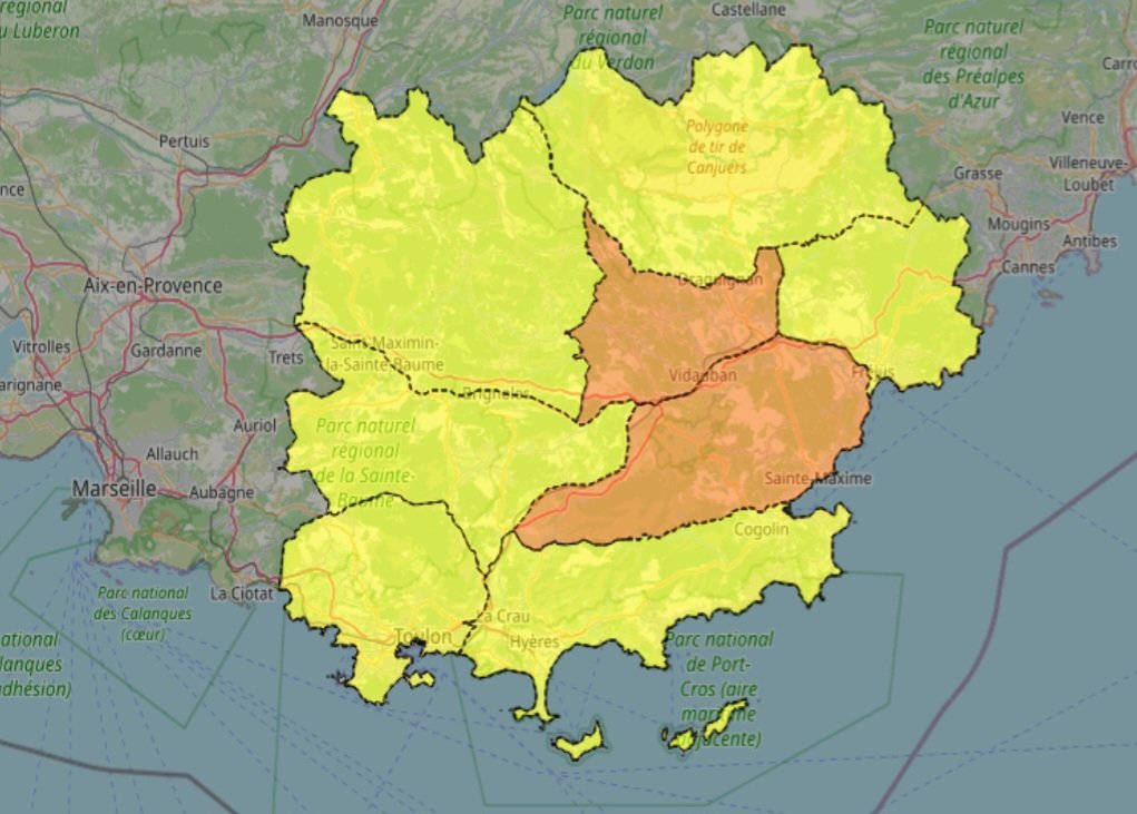 Image de Préfet du Var - #FeuxDeForêt | Dimanche 27 septembre dans le #Var : 
🟠 Risque incendie 🔥 SÉVÈRE pour 2️⃣ massifs :
