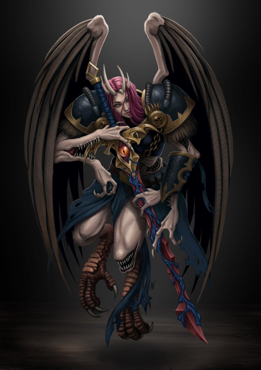 PrimateNemesis's tweet photo. Daemon prince Desidia 

OC art for @LilianaLeroux8 

#warhammer40k #chaos #commission https://t.co/30dWyObRjS