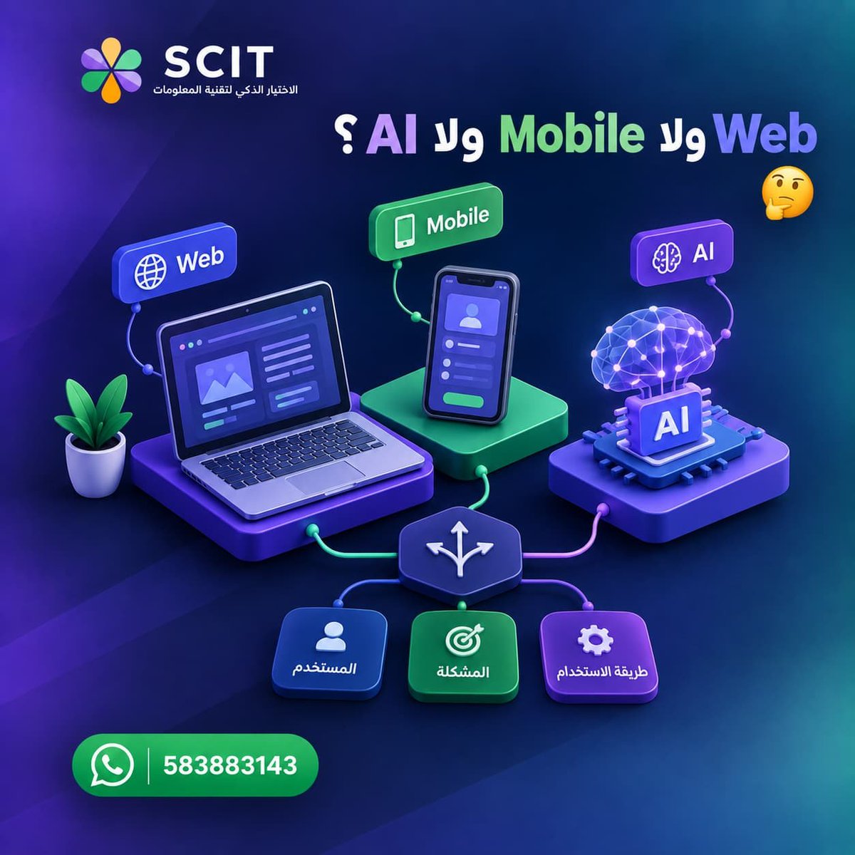 scitjeddah's tweet photo. Web ولا Mobile ولا AI 🤔💻
الاختيار الصحيح يعتمد على: 
✅المشكلة
✅المستخدم
✅طريقة استخدام الحل
في SCIT نساعدك تحدد التقنية الأنسب لفكرتك وتحوّلها إلى مشروع تخرج متكامل. 

https://t.co/RXw8tYkyW6
#مشروع_تخرج #جامعة_تبوك
#جامعة_الملك_خالد
#علوم_الحاسب
#جامعة_الحدود_الشمالية https://t.co/t889F466oT