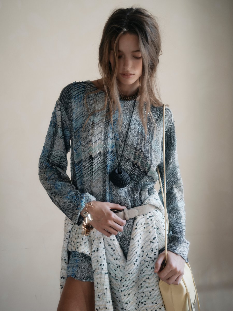 Missoni's tweet photo. Colour surfaces, disappears, returns in the Missoni Spring Summer 2027 collection.

Relive the show at https://t.co/JqImiJpAbu

#MissoniSS27 https://t.co/3EzI1PqFC6