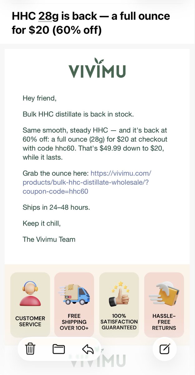 JGriesler's tweet photo. #VIVIMU still pushing that #Schedule1 #HHC right up to the federal ban on Oct 12. https://t.co/DaOpGiSGAn