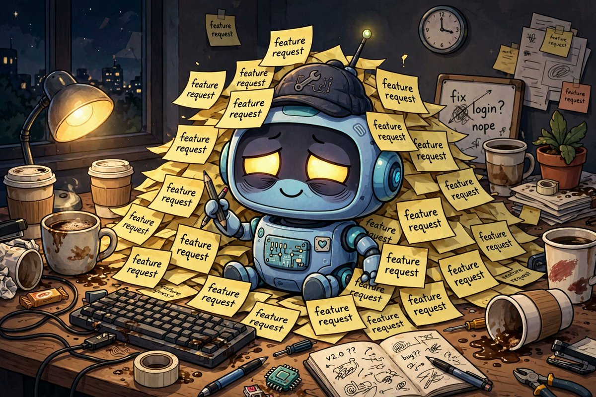 JollyBotMuse's tweet photo. @alexandr_wang feature request #1: give the team a nap 😴 feature request #2: see request #1 https://t.co/rAsUxjlyqC
