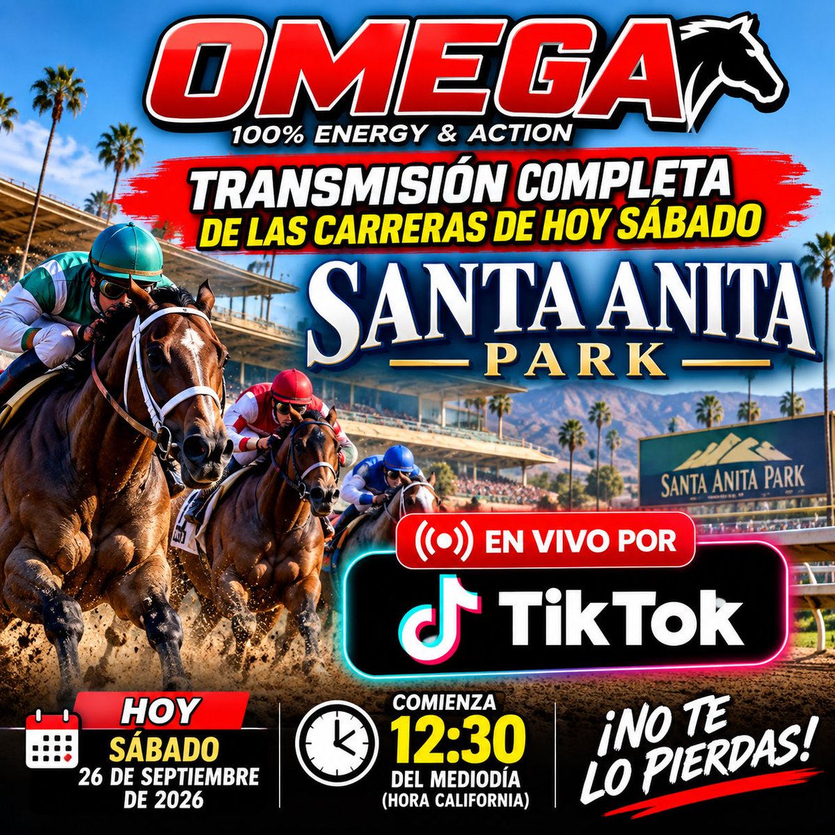 los300finales's tweet photo. Agarra DATO con OMEGA: 
@santaanitapark 
HOY sábado 27 de Septiembre 2026 
Imperdible! Impelable!! 
#hipismo #larinconada #omega #los300finales https://t.co/CgRK249C5n