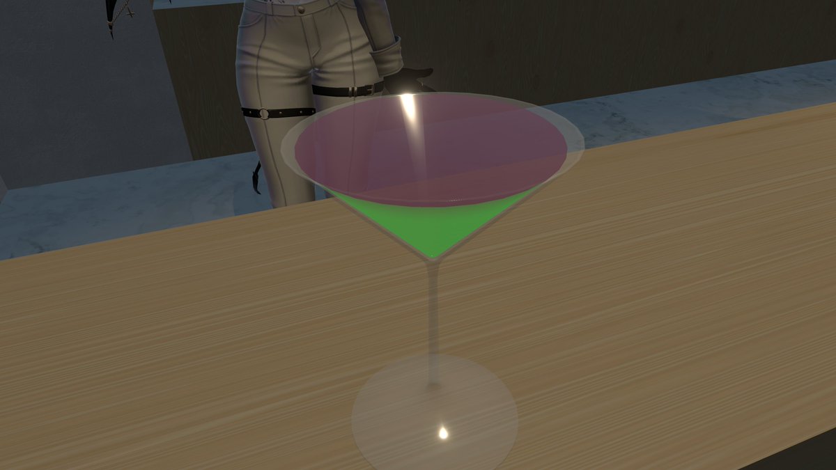ya_haman_vrc's tweet photo. やっとタイミングが噛み合って初来店～！
私をイメージしたカクテル作っていただきました！
#Bemolle_VRC https://t.co/99g97HZ8st