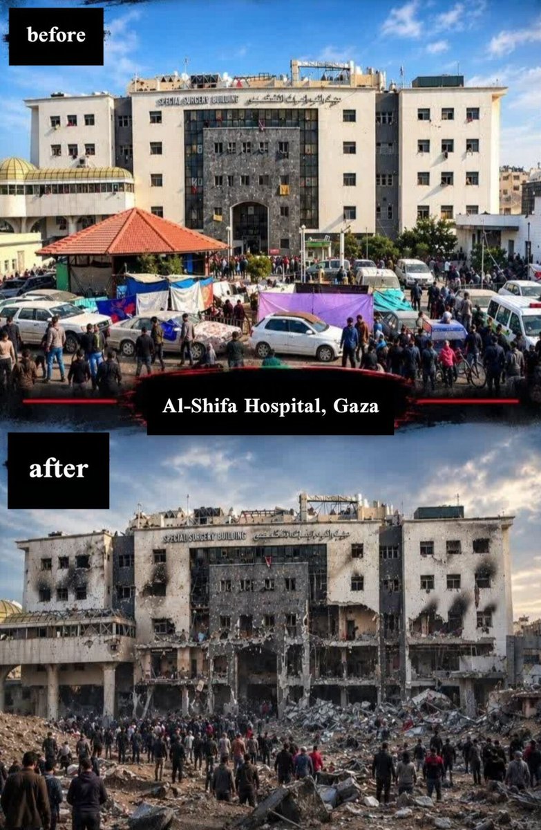 rz12l's tweet photo. This is the very "moral army" that targeted a hospital in Gaza—a place of healing and hope—transforming what should have been a sanctuary for the sick and wounded into a scene of devastation.
#MostMoralArmy https://t.co/oLCieK8Apz