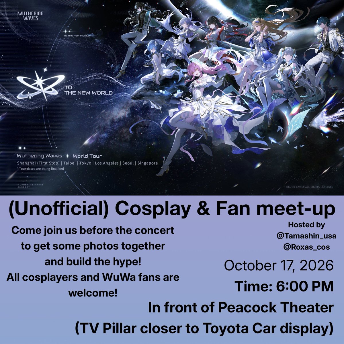 R_cos_99's tweet photo. CALLING ALL ROVERS IN LOS ANGELES! 

I’m hosting a lil cosplay gathering before the concert! I’ll have free ribbons to give away and let’s capture some memories before the show ✨

Please help me spread the word if you can :) 

#WutheringWaves #wuwa2026worldtour https://t.co/v7GY57heXU