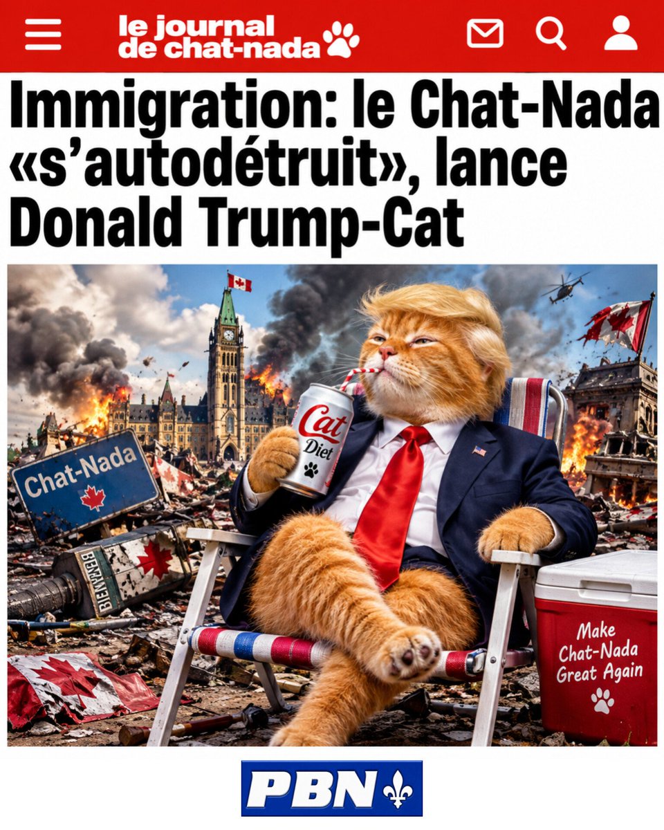 FBornEvil's tweet photo. BREAKING NEWS 🚨🐾
Trump-Cat débarque au Chat-Nada… et il n’est pas venu pour faire des câlins. 😼🇺🇸💥
#TrumpCat #PBN https://t.co/b2PTsCx8Le