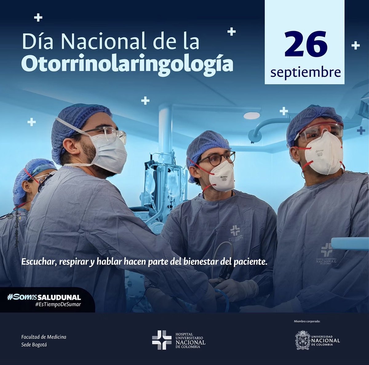 MedicinaUNAL's tweet photo. 🩺 Hoy es el Día Nacional de la Otorrinolaringología.
Reconocemos a estos especialistas que tratan las enfermedades que afectan los oídos, la nariz, los senos paranasales, la garganta y el cuello.
#SomosSaludUNAL #EsTiempoDeSumar #Otorrinolaringología #Otorrino https://t.co/H4sCXUVwGa