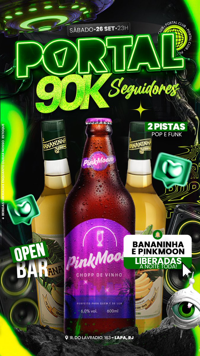 portalrio_'s tweet photo. Hoje tem Portal. 🍌🌚

Bananinha + Pinkmoon + Mega open bar e a gente fingindo que amanhã não é domingo e ainda tem Portal On Board 🌊🚢

🎟️ Ingressos e listas: https://t.co/DZSiFl2ZI4 https://t.co/Vx14yBNMqv