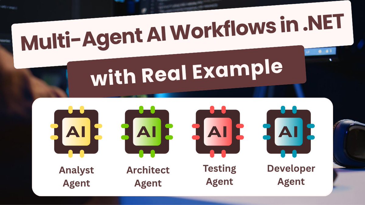 ezzylearning's tweet photo. Multi-Agent AI Workflows in .NET (Real Example) 

https://t.co/upcxOvLTwD

In this tutorial, we'll build a multi-agent AI workflow in .NET using C#, where multiple specialized agents work together in sequence to turn a feature request into a practical development plan. https://t.co/QtgkSuXFOp