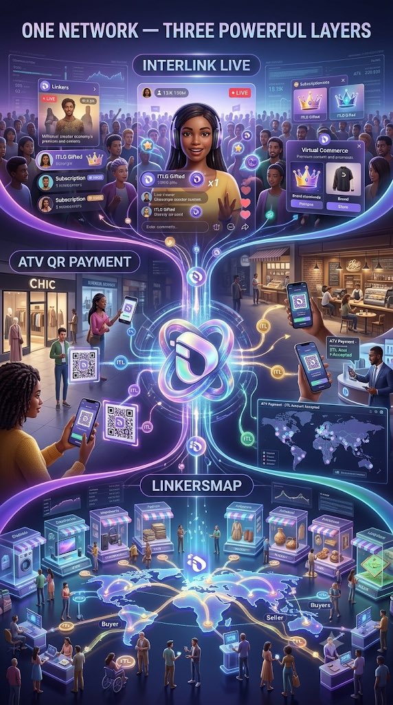 Naga0bp's tweet photo. Experience One Network with InterLink! 🌐 InterLink Live for creators, ATV for global payments, and LinkersMap for commerce all unite to boost the #InterLink economy. The future of Web3 is here. #ITLG #ITL #Web3 #Crypto #Payments https://t.co/OQrq9Y39gv
