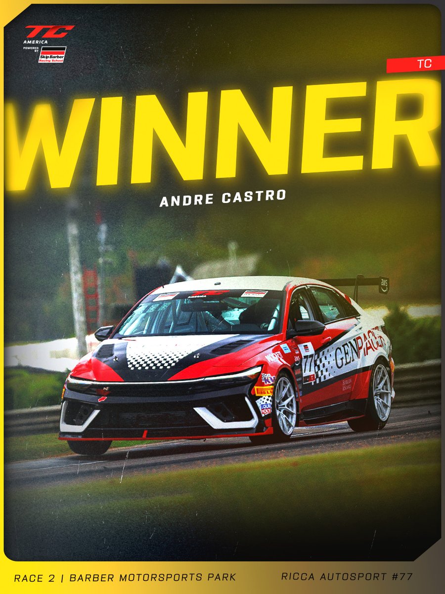 tc_america's tweet photo. BACK IN THE CHAMPIONSHIP LEAD π₯
Andre Castro has reclaimed the championship lead after winning Race 2
#TCAmerica #GTBHM https://t.co/EsS12w2vwj