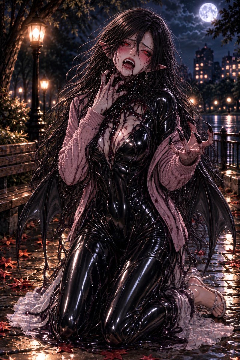 Latex_AI_Chouya's tweet photo. この為、追記で生成したイラストもあるのでよかったら見てください‼︎
#悪堕ち　#ヴァンパイア　#吸血鬼化　#イラスト　#オリジナル https://t.co/O505rXMhXB