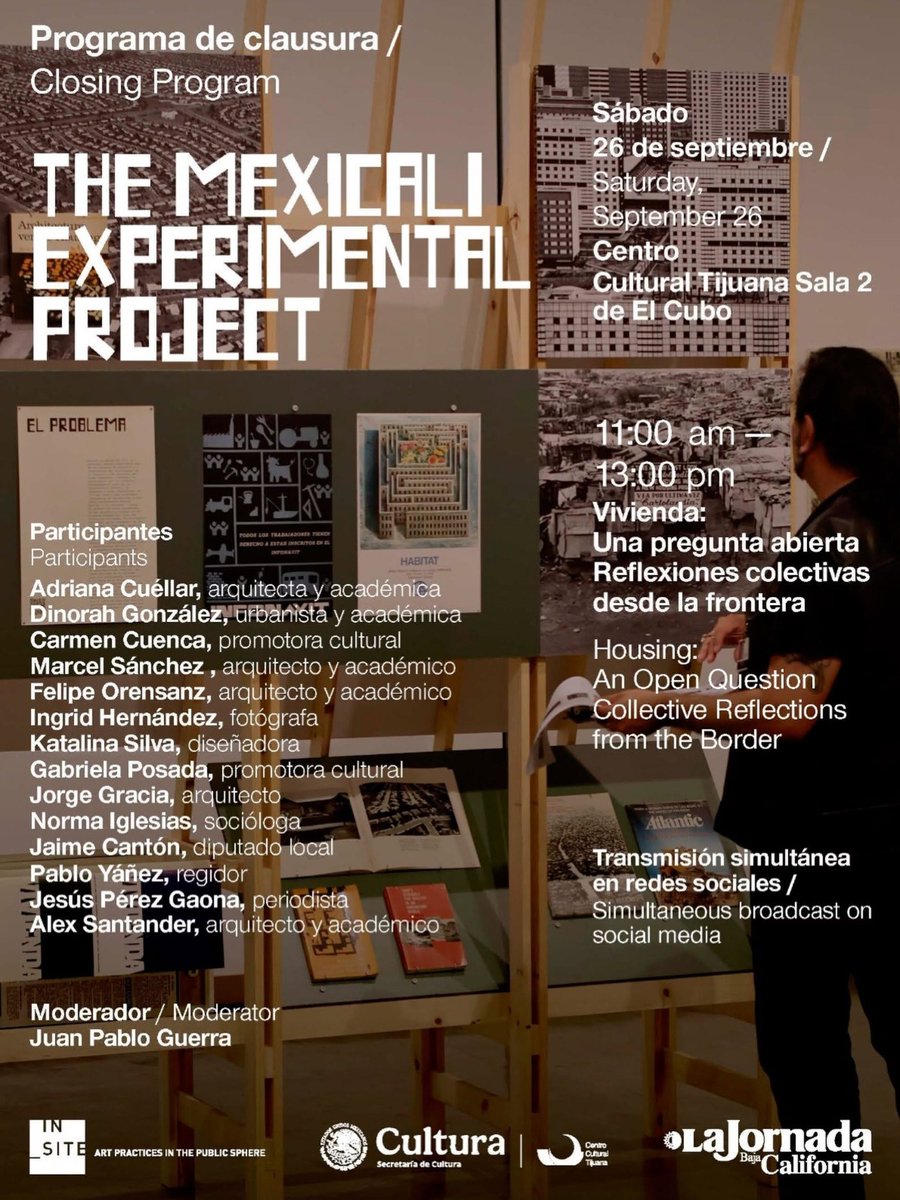 amu_baja's tweet photo. 🏙️ Hoy en CECUT: programa de clausura de The Mexicali Experimental Project. De 11:00 a 13:00 h, en la Sala 2 de El Cubo, se abrirá la conversación “Vivienda: una pregunta abierta. Reflexiones colectivas desde la frontera”. #AMUBC #Vivienda #Urbanismo #Tijuana https://t.co/WRaQMan63L