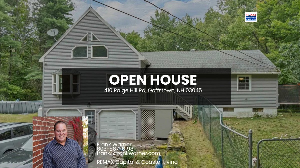 FrankSellsNH's tweet photo. OPEN HOUSE Sat 9/26, 11am-1pm! Discover 410 Paige Hill Rd: 3 beds, 2 baths, 3.76 acres in peaceful Goffstown. 🏡🌳 https://t.co/E8NtPqQwWZ