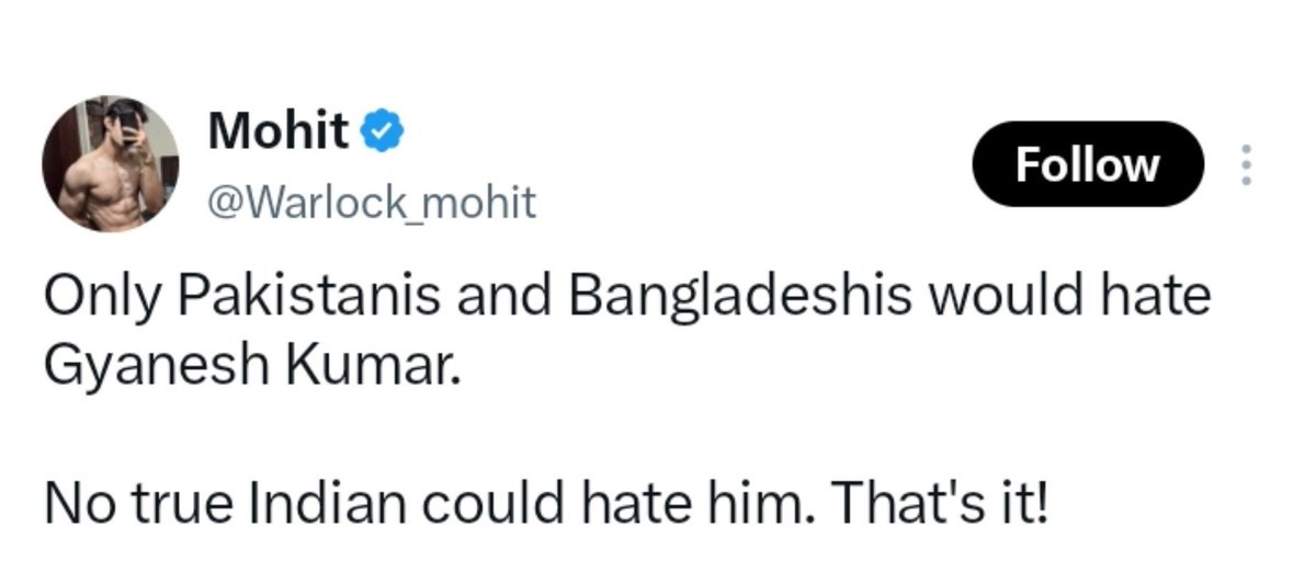 shivamroy__'s tweet photo. Like this tweet if you're an Indian and hate Gyanesh Kumar https://t.co/lzke7vygGl