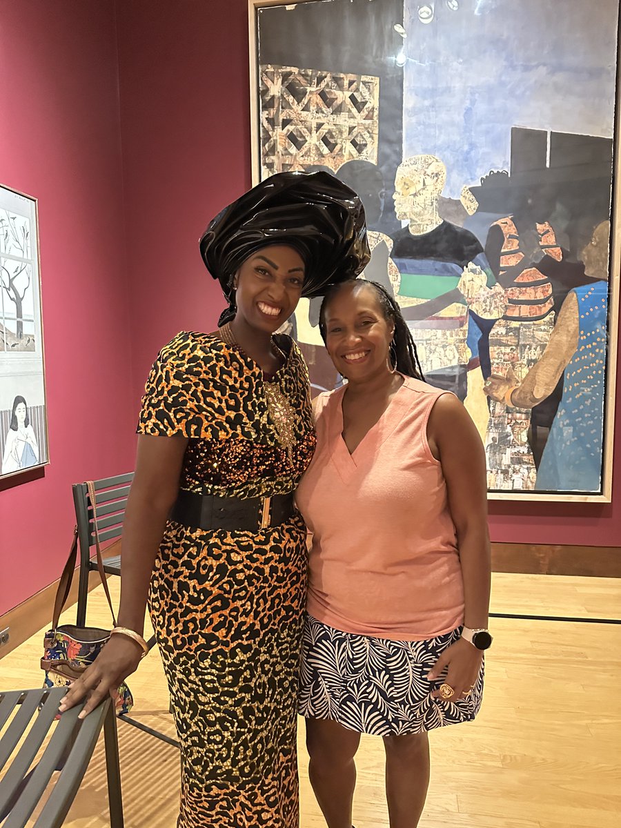 RoseState's tweet photo. RSC Art Professor Suzanne Thomas gave a guest lecture at the @OKCMOA. She was joined by Tahnee Francis. Thomas and Francis explored Njideka Akunyili Crosby’s artwork, “I Refuse to Be Invisible,” which is on loan from the Crystal Bridges Museum of American Art.

#RoseState https://t.co/kucr9DsnfO