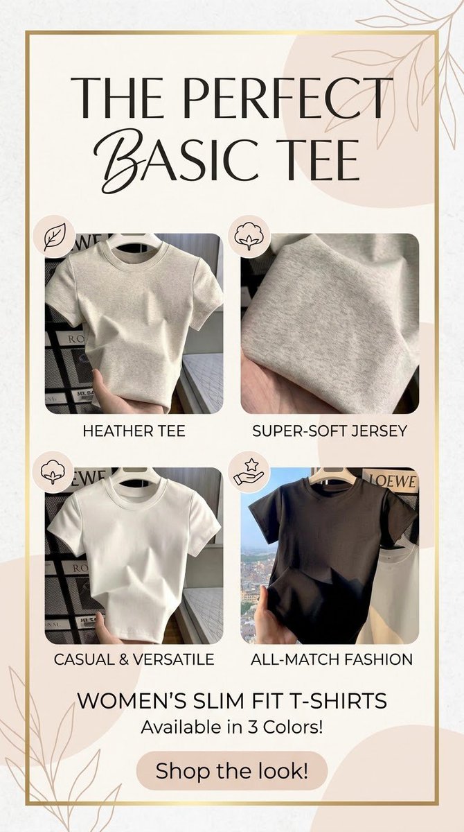 Saaqlifestyle's tweet photo. https://t.co/VAleFgdQEs
Must-Have Wardrobe Essential: Women's Soft Slim Fit Basic Tee ✨

#WomensTShirt #BasicTee #SlimFit #SpringFashion #SummerStyle #CasualWear #MinimalistFashion #OOTD #ComfortableStyle #VersatileOutfits #WardrobeEssentials #PinterestAffiliate #AllMatchFashion https://t.co/7qCtFGFlle