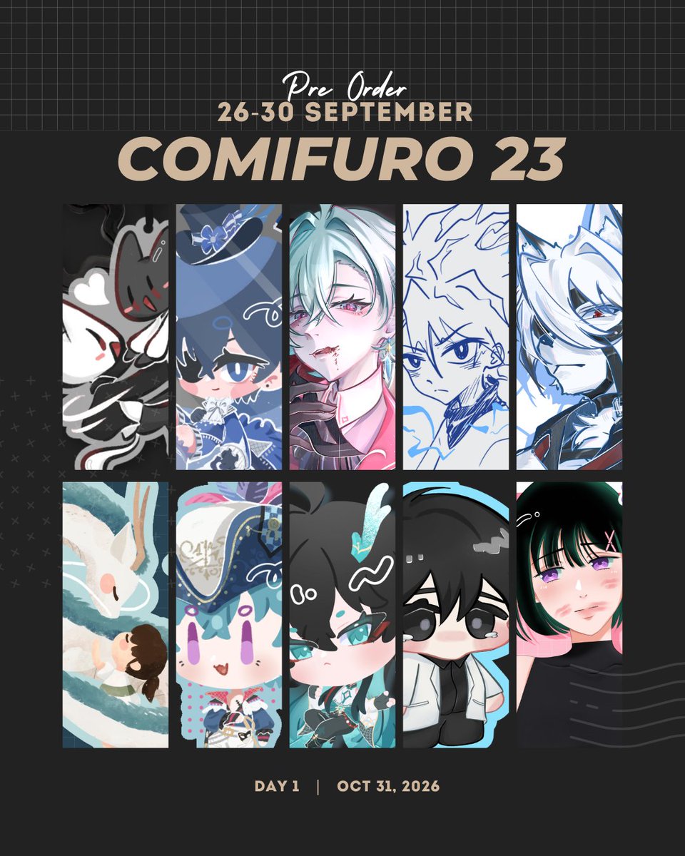 zeefax_u's tweet photo. [🩵&amp;🔁appreciated]

Lilzee studio #CF23  Pre-Orders OPEN ><
‼️GA bellow‼️

🧋Genshin, HSR, WuWa, Black Butler, HxH, ALNST, ORV, KNH, ZZZ, Original

🗓️ 26 Sep- 30 Sep 2026
🛒 Pick Up day 1 Only [T-14] | Delivery Order
🔗 https://t.co/Mn69yKnxAo

[ 1/6 ]

#Comifuro23 #cf23catalogue https://t.co/YZ8SEnFNuC