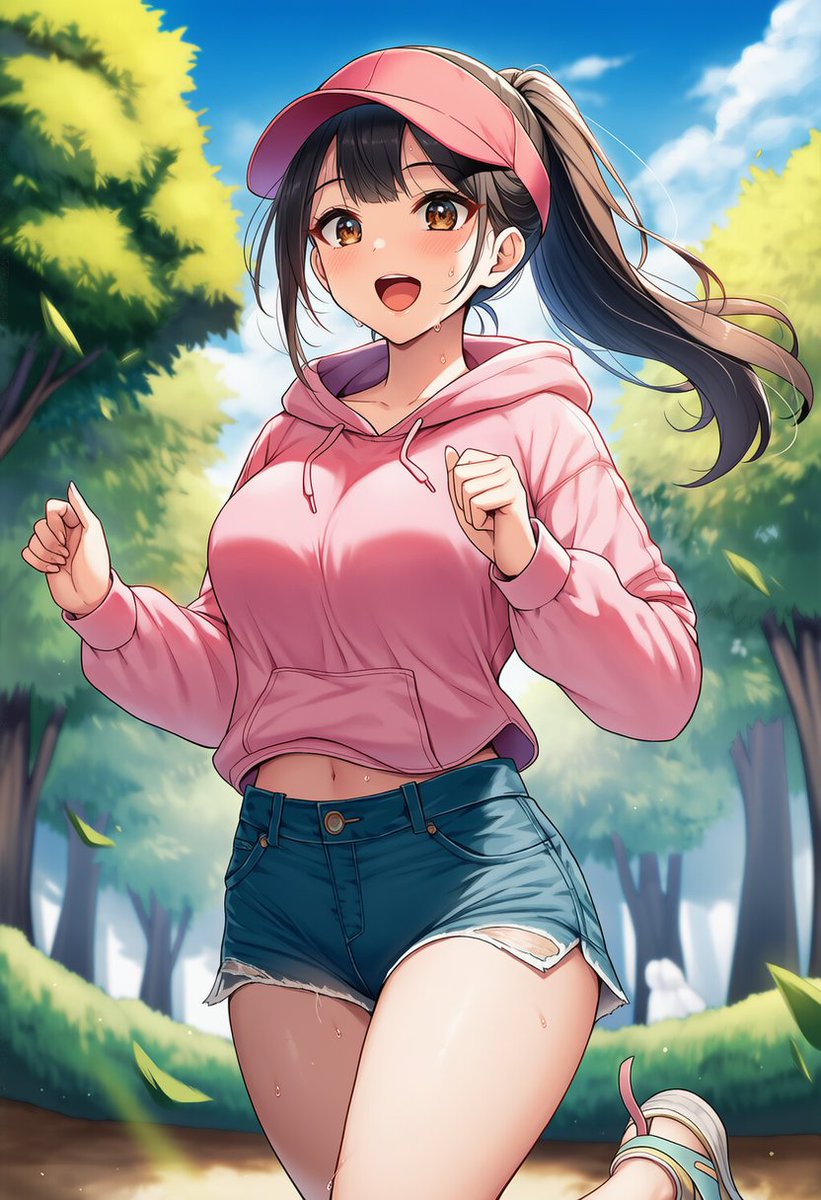 cosmos_reason79's tweet photo. ランニング中のピンクパーカー女子
 #AI美女 #AIイラスト #AIイラスト好きと繋がりたい https://t.co/2xv2qBBcHx
