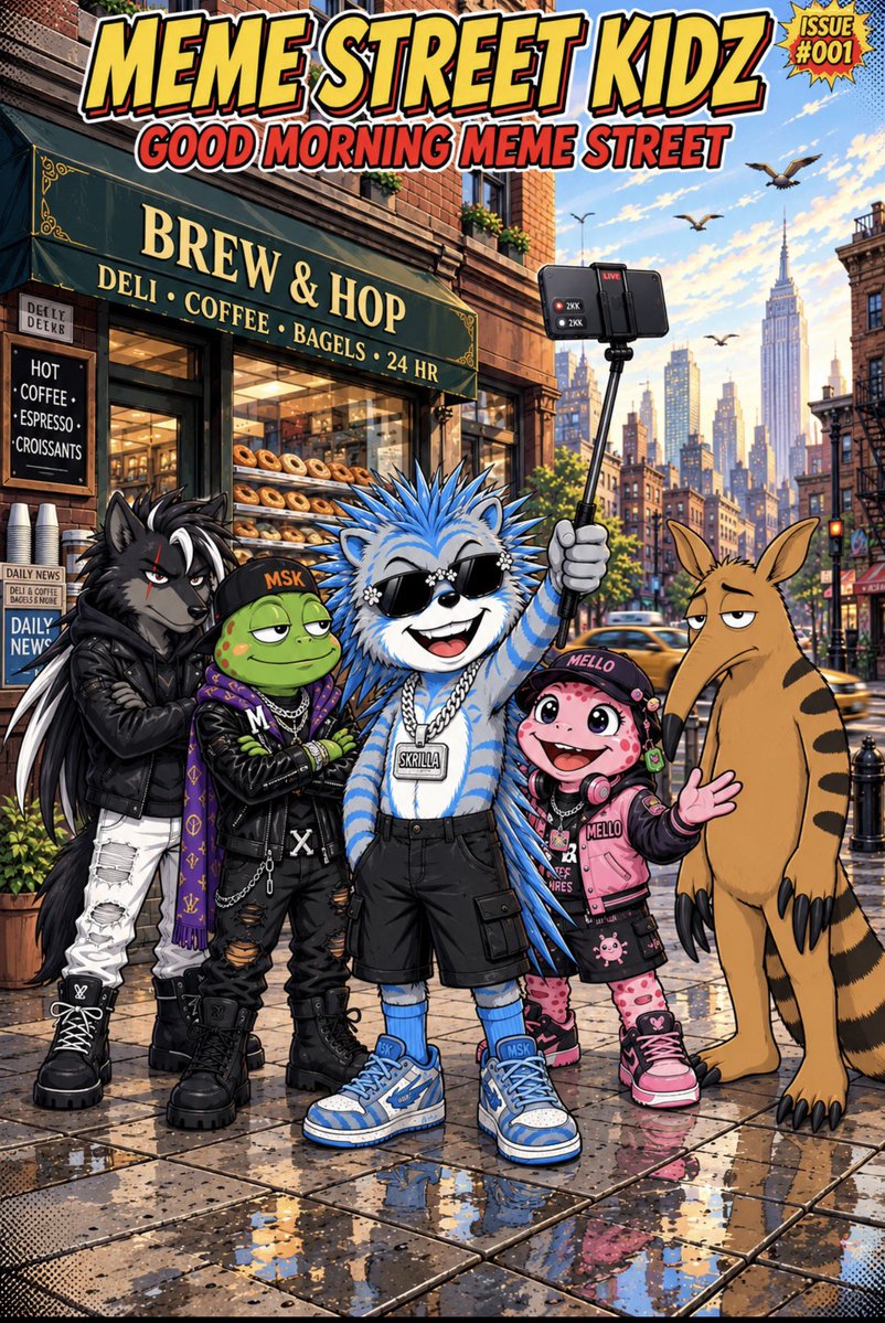 MemeStreetKidz's tweet photo. We have great news the first comic of
Meme Street Kidz #001: Good Morning, Meme Street drops Wednesday .

Thank you for all the early love and support. We will not stop until we become the biggest memes of this generation. We are here to help bring fun to memes and entertainment to crypto through our world.

This is just the beginning! 🩵 
#MemeStreetKidz #Art #ETH #SOL #memes