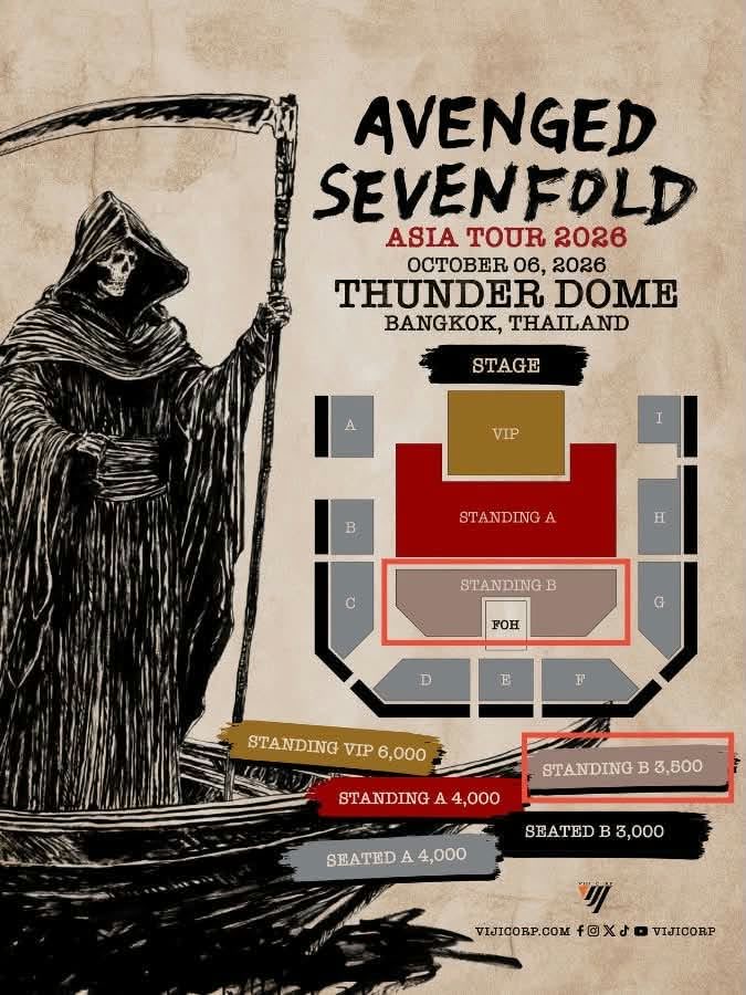 weploiii's tweet photo. @pholseidon1 ปล่อยบัตร Avenged Sevenfold Asia Tour 2026 In Bangkok (2ใบ)

วันที่ 7 Oct  Zone standing B ค่ะ มี 2 ใบ

ราคา 3,500 บาท/ใบ รวมค่า vat

สนใจเดมสอบถามได้ครับ
DM ทักมาสอบถามเพิ่มเติมได้นะคะ
IG weploiii

#A7X #Avengedsevenfoldliveinbkk #ปล่อยบัตร https://t.co/GzbCCDWasg