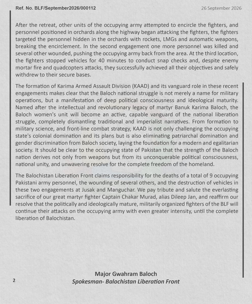 Aftabbaloch7705's tweet photo. Major Gwahram Baloch's Statment.
#kaad #balochistan https://t.co/BoV5vXdYnu