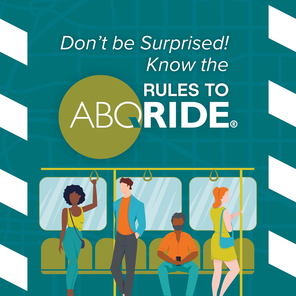 abqride's tweet photo. Zero fares ≠ zero rules.

To keep transit safe for everyone, please follow ABQ RIDE’s Rules to Ride.

Review them before your next trip:
https://t.co/JDLM6HyTG8

#ABQRide #OneABQ #RulesToRide #PublicTransit https://t.co/u9XWmiv1zk