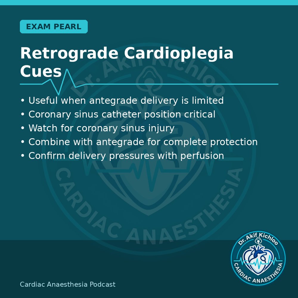 akifkichloo's tweet photo. Protection &amp; Monitoring
Retrograde cardioplegia, PV flow after MV repair, hypoxic spell, NIRS pitfalls.
Cardiac Anaesthesia Podcast
#CardiacAnaesthesia #CardiacAnaesthesiaPodcast #MedEd #CardiacOR https://t.co/z9yWS77cyJ