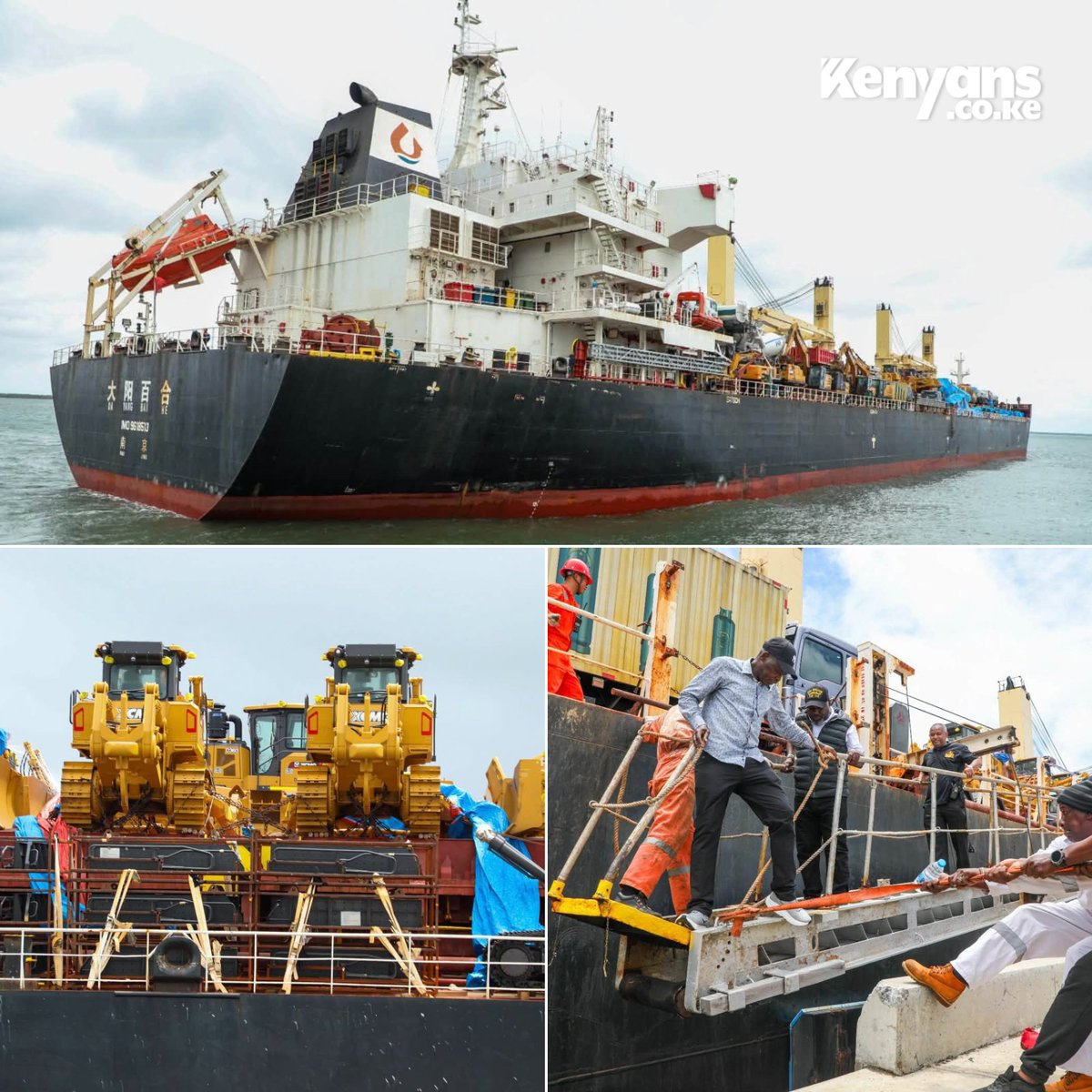 Kenyans's tweet photo. A ship carrying 2,930 metric tonnes of heavy machinery arrives at the Port of Lamu, with the equipment set to be used in the development of the Dangote Refinery project https://t.co/PasrcJhOlj