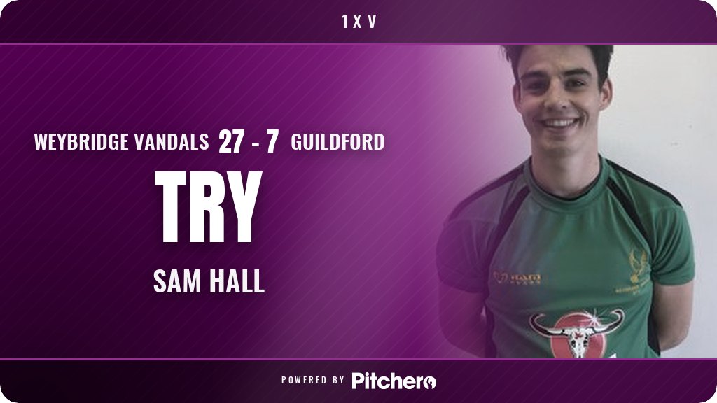 VandalsRFC's tweet photo. 76': Sam Hall scores for Weybridge Vandals 🙌
#WEYGUI #Pitchero
https://t.co/h7iTauvOGu https://t.co/bhXbD0GfBy