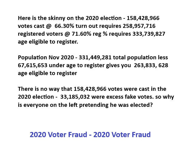 IBSlaminJ's tweet photo. @BreitbartNews you have to understand this very point - someone that commits voterfraud will always lie and claim there is no voter fraud. 2020 the most secure election? vote recaps show imposible amt of votes cast without enough voters https://t.co/2OnX1EkWpK
