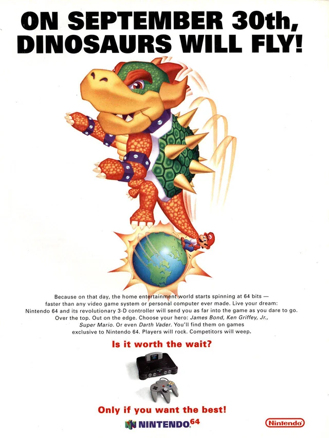 GameXplain's tweet photo. The Nintendo 64 officially* turns 30 today in North America! Although the marketed release date was 9/29 (and 9/30 before that), Nintendo gave a last-minute approval for retailers sell the console 3 days early, on this exact date 30 years ago.

What's your favorite N64 memory? https://t.co/jq0M7nZuqc