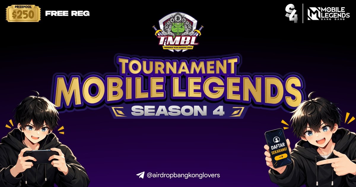 bangkong_lovers's tweet photo. Tournamet MLBB Bangkong Lovers S4 📣

🎁 FCFS 30 orang 
💸 Prizepoll $250

• FREE NO BIAYA PENDAFTARAN
• SYSTEM TIM GACHA
• Havefun yang Rusuh Banned

join ; https://t.co/xHLs7H2AEV https://t.co/bEi3Onk8Cf