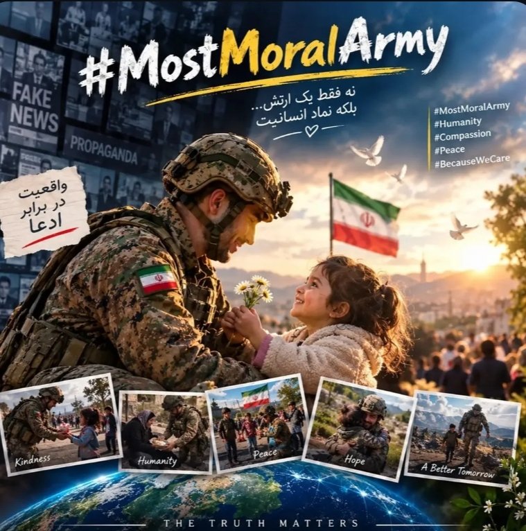 narges0078's tweet photo. «اخلاقی‌ترین ارتش دنیا» یک ادعاست.
 اما ادعا زمانی معنا پیدا می‌کند که کنار گزارش‌های میدانی، تصاویر و داده‌ها و اسناد نهادهای بین المللی قرار بگیرد .
واقعیت را باید از میان مستندات سنجید ،نه شعارها. 
#MostMoralArmy https://t.co/28LflIIwoV