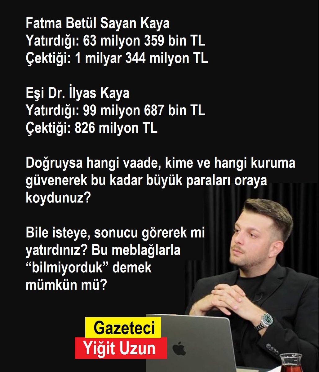 Gkhnkhrrman's tweet photo. EĞER
FON VURGUNUNDA
Adı geçen Ak parti genel başkan yardımcısı Fatma Betül Sayan Kaya ile ilgili bu iddialar doğruysa, İSTİFA ETMEK YETMEZ, bunun hesabını sormayan, bu paralara el koymayan ve sonuna kadar gitmeyen devlete yazıklar olsun.

@uzunyigit @abakingurlek @adalet_bakanlik https://t.co/35YCJaY4gb
