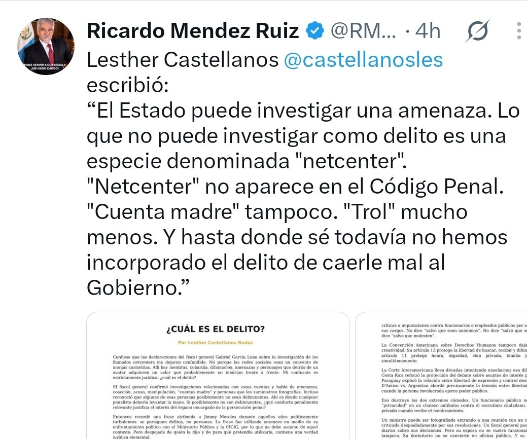 Fiscalnvicto's tweet photo. Parece que ½ wuevo esta asustado!!! Ya siente que le soplan la nuca al severendo 0te....

》Era feliz cuando le limpiaba el rifle a la pareja Giammattei-Martinez 

Engelero patético!!! https://t.co/CDv177odQX