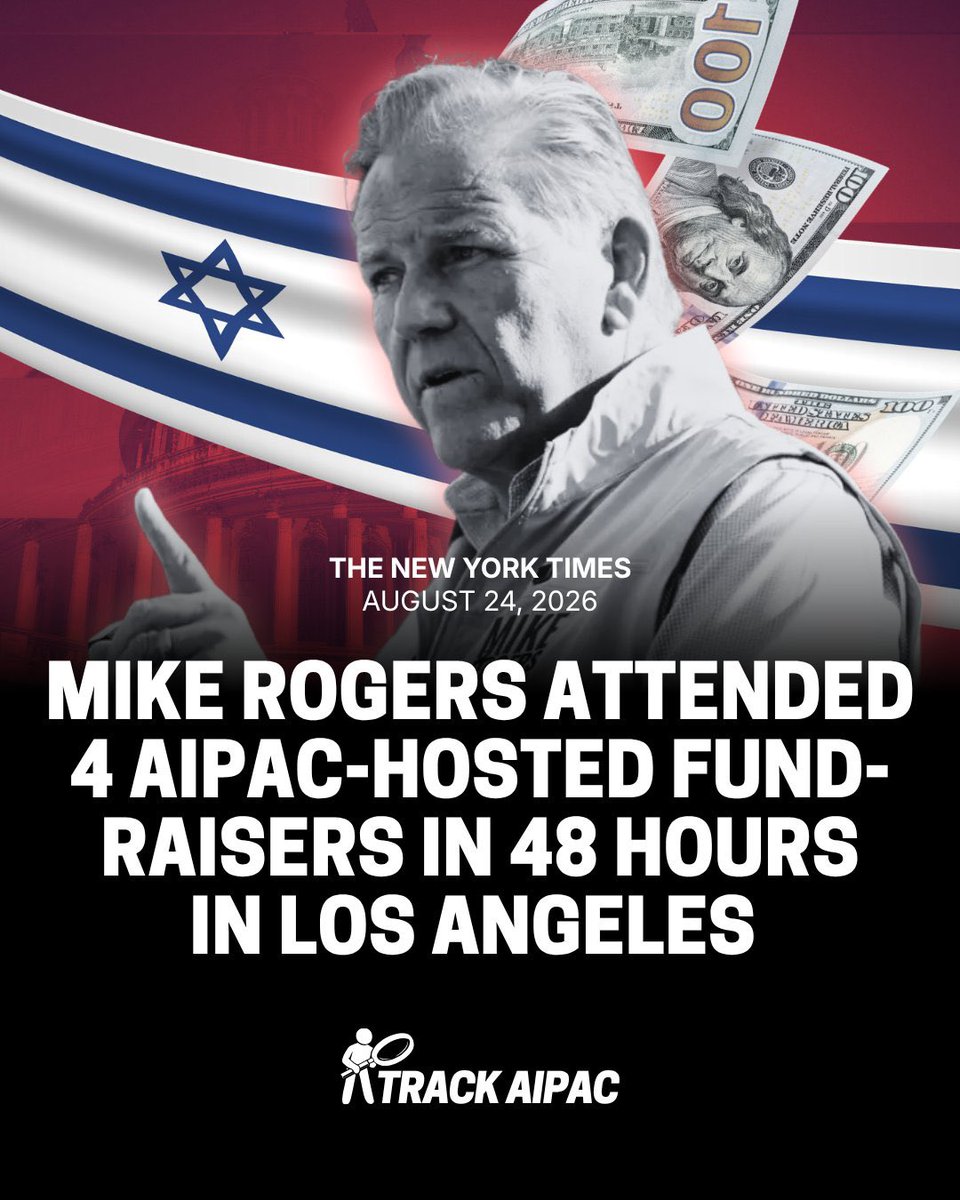 TrackAIPAC's tweet photo. @MikeRogersForMI Mike Rogers is funded by the genocide lobby. https://t.co/ZvXQMJBK70