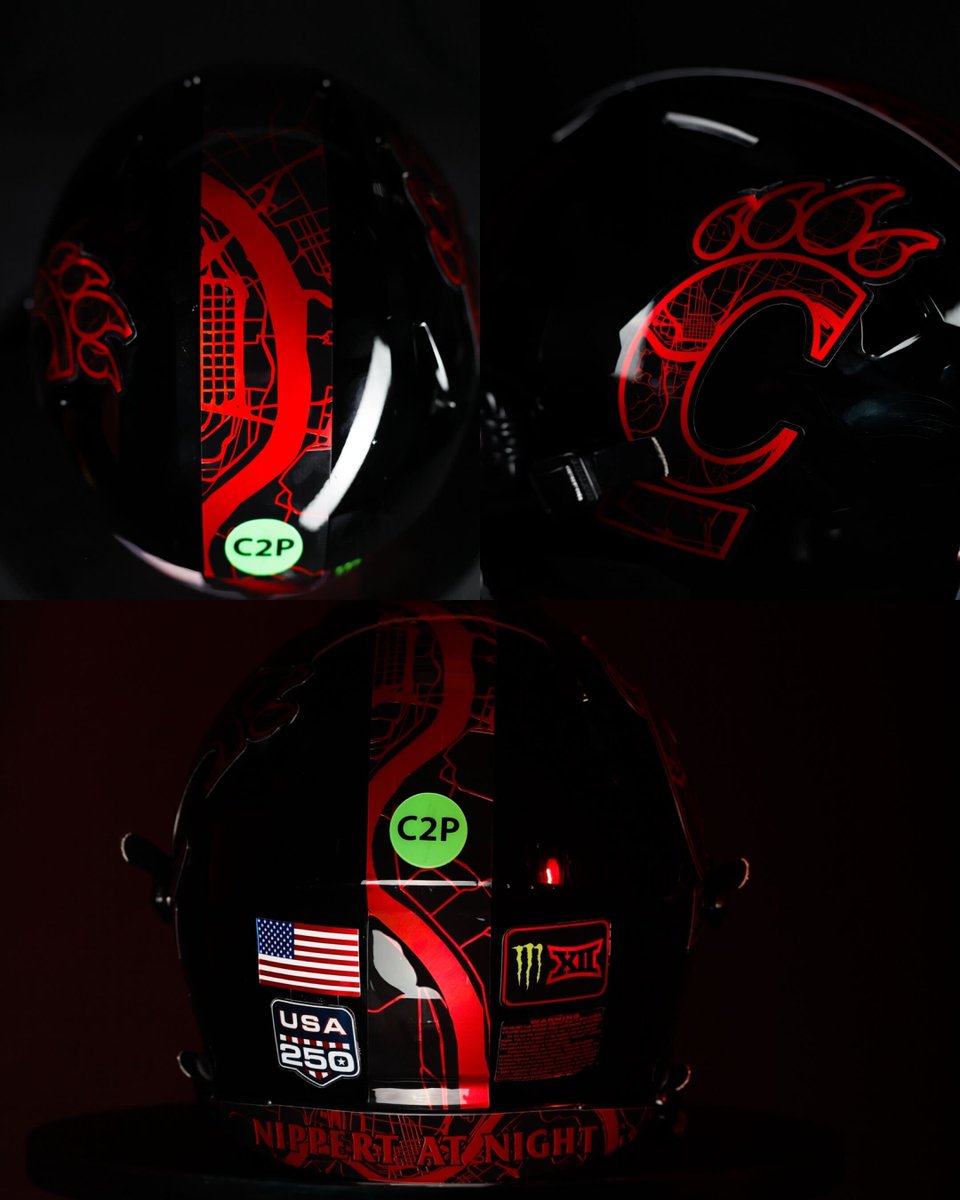 GoBearcatsFB's tweet photo. NIPPERT AT NIGHT HELMETS https://t.co/vt3bDxVDy4
