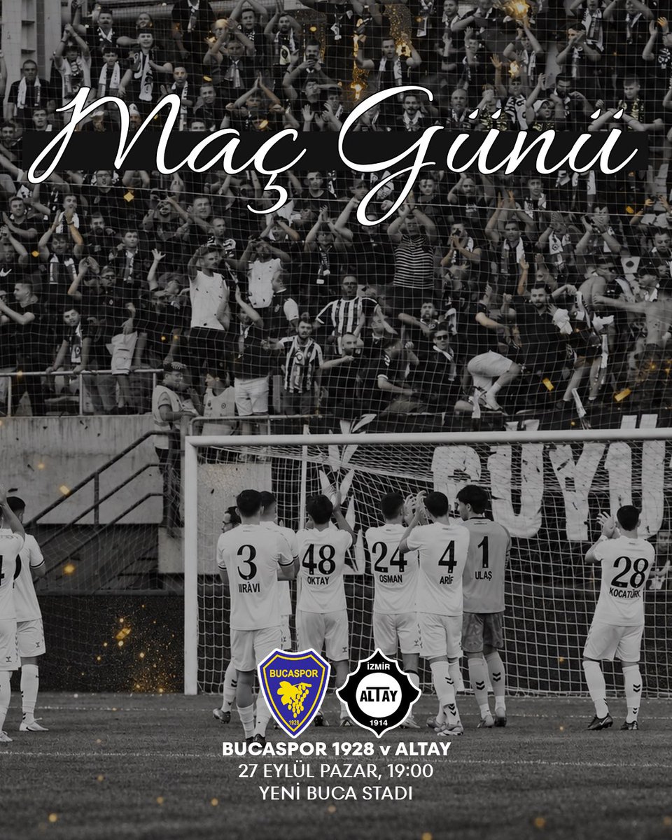 AltaySporKulubu's tweet photo. Maç Günü ⚫️⚪️

🆚 Bucaspor 1928
🗓 27 Eylül, Pazar
⏰ 19:00
🏟️ Yeni Buca Stadı https://t.co/MdMlUZMtmk