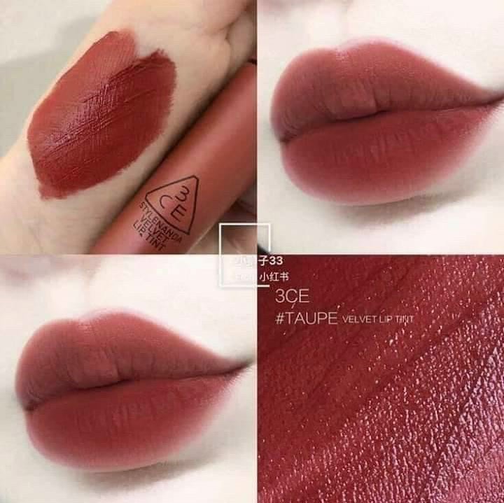RmeysaYl's tweet photo. Son kem 3CE Taupe tông đỏ nâu sang, dễ dùng, phù hợp nhiều phong cách. Mỹ phẩm chính hãng, nhận giao hàng toàn quốc. https://t.co/QMMe2D2Euz