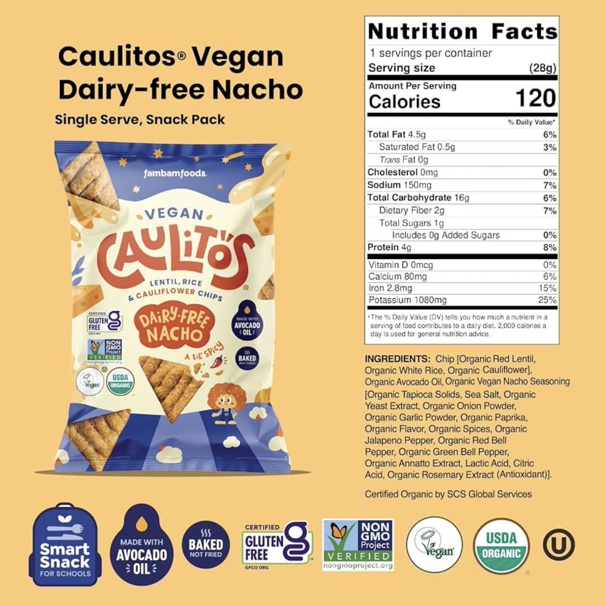 RickRus42395727's tweet photo. @mikeroweworks @Realalexclark These are so delicious! And they are definitely a healthy snack!

Caulitos – 15 Pack | Lentil, Rice &amp; Cauliflower Chips | Organic, Gluten-Free, Non-GMO, Kosher, Nut-Free, Baked with Avocado Oil (15 oz, Dairy-free Nacho) https://t.co/1NyZmNSOln https://t.co/0PKX97rRxX